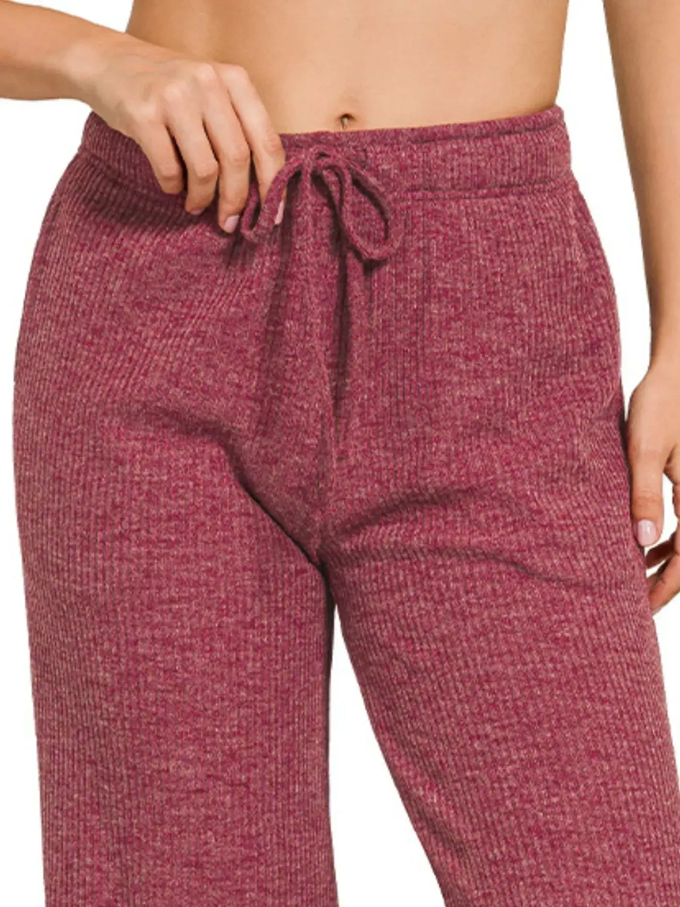 Zenana Ribbed Drawstring Lounge Pants - Lounge Pants