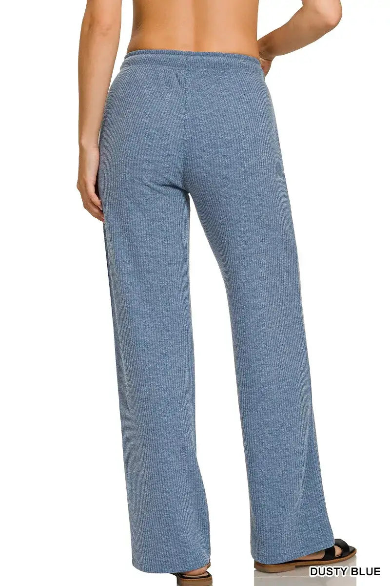 Zenana Ribbed Drawstring Lounge Pants - Lounge Pants