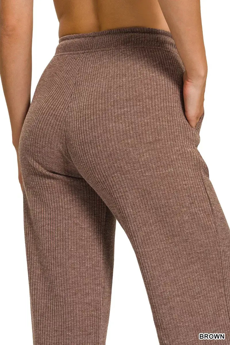 Zenana Ribbed Drawstring Lounge Pants