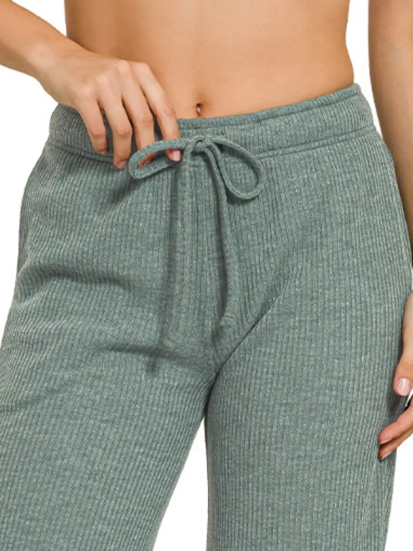 Zenana Ribbed Drawstring Lounge Pants - Lounge Pants