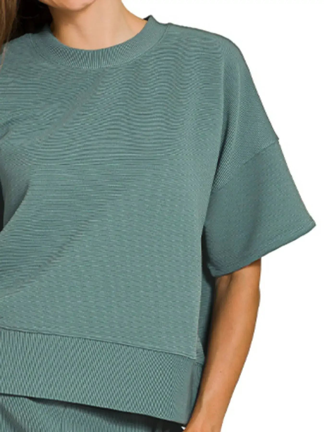 Zenana Ribbed Round Neck Tee & Pants Set