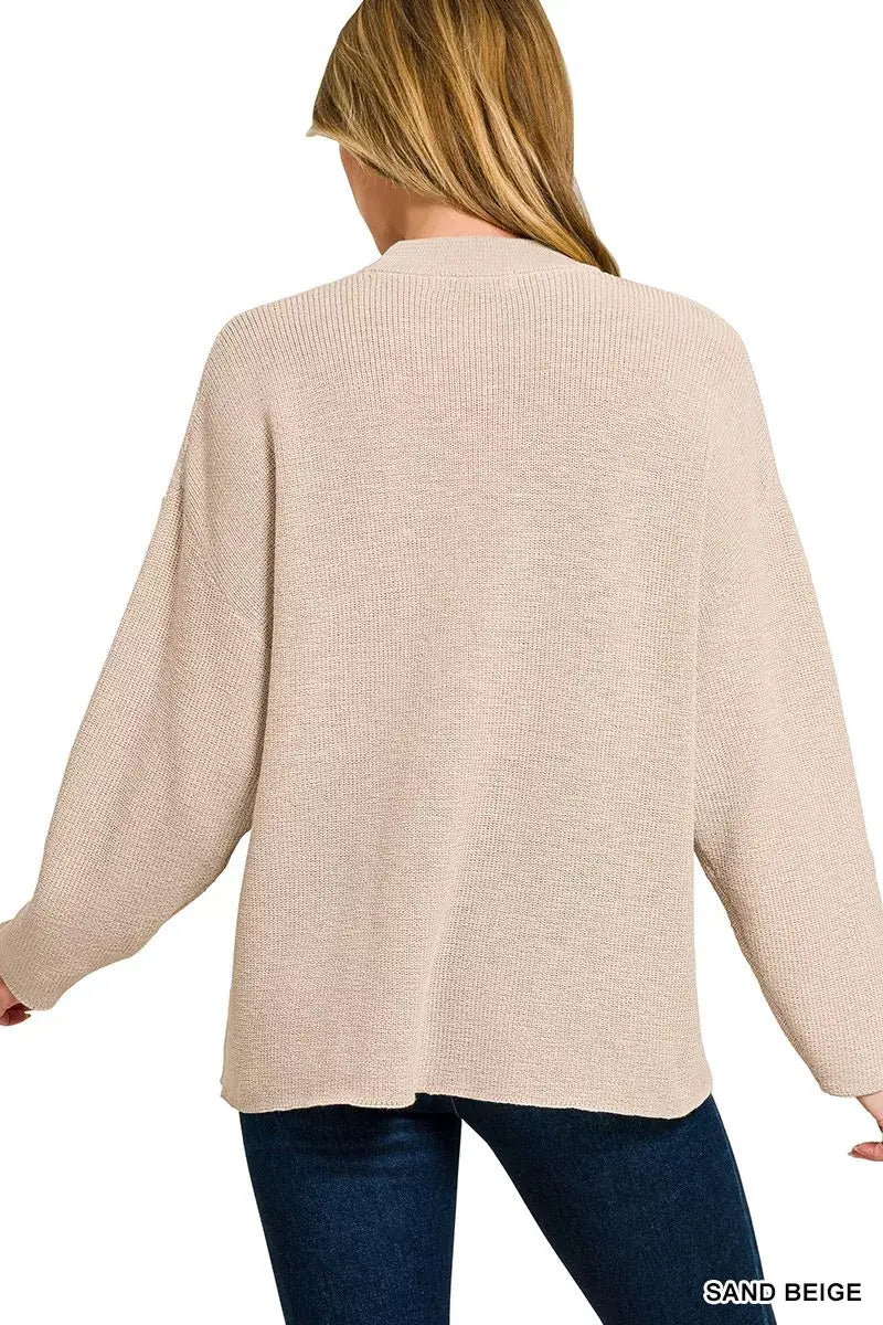 Zenana Round Neck Knit Top and Shorts Sweater Set - Knit Top and Shorts Sweater Set