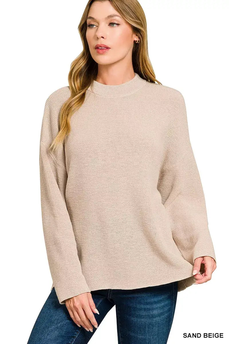 Zenana Round Neck Knit Top and Shorts Sweater Set - Knit Top and Shorts Sweater Set