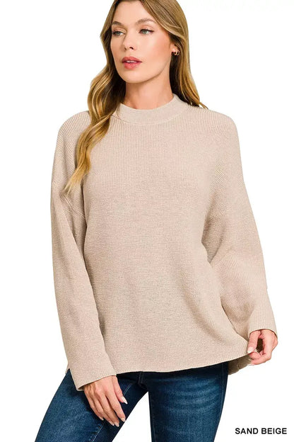 Zenana Round Neck Knit Top and Shorts Sweater Set - Knit Top and Shorts Sweater Set