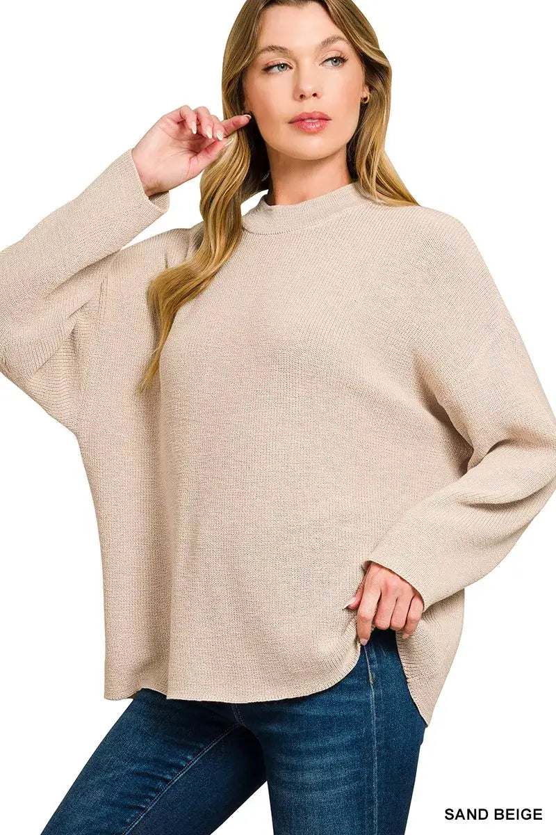 Zenana Round Neck Knit Top and Shorts Sweater Set - Knit Top and Shorts Sweater Set