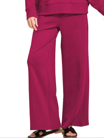 Zenana Scuba Collared Pullover and Pants Set - Collared Pullover and Pants Set