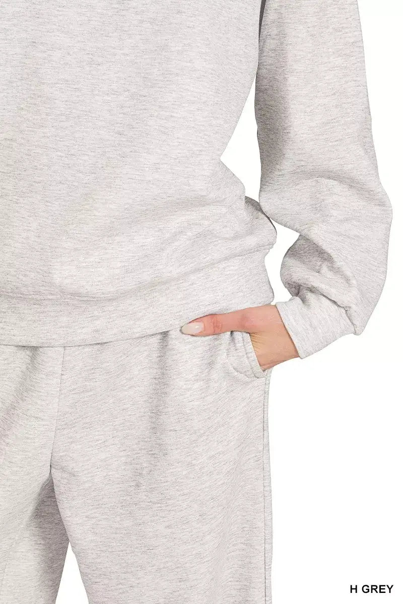 Zenana Scuba Crewneck Pullover and Pants Set