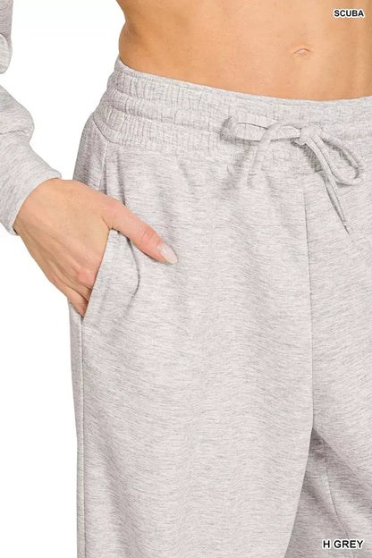 Zenana Scuba Crewneck Pullover and Pants Set