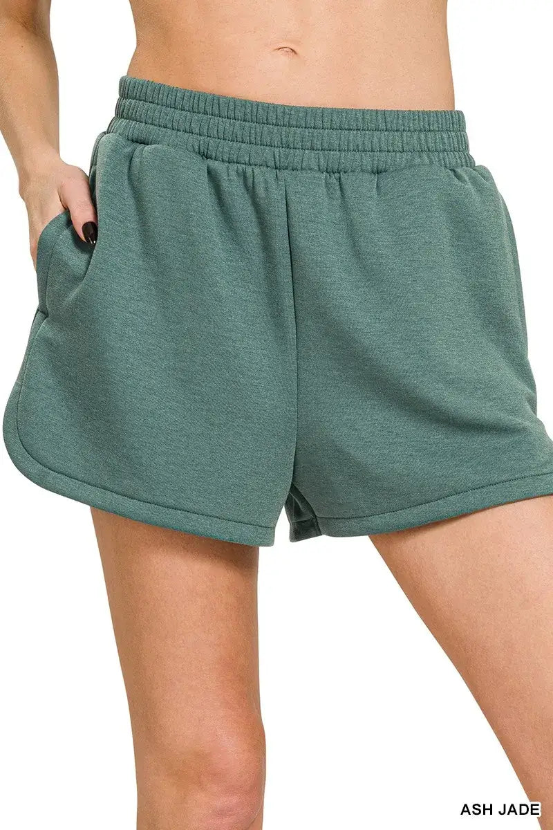 Zenana Scuba Elastic Waistband Dolphin Shorts