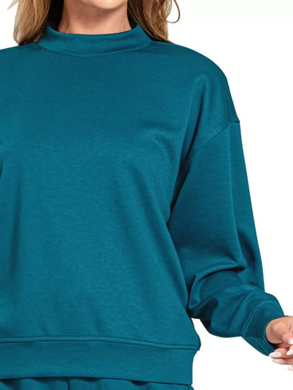 Zenana Scuba Long Sleeve Sweatshirt and Shorts Set - Sleeve Sweatshirt and Shorts Set