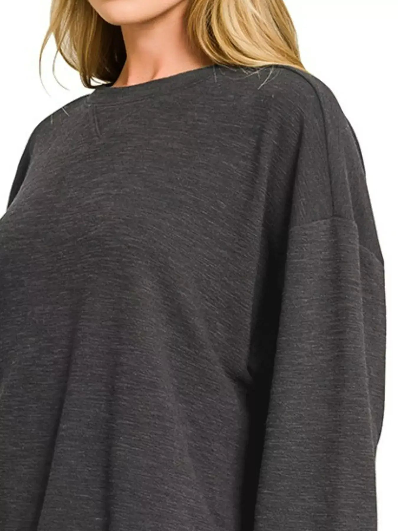 Zenana Slub Long Sleeve Top and Shorts Set