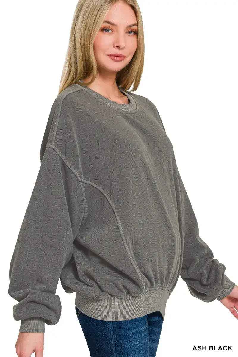 Zenana Soft Fleece Pigment Dye Pullover - Pigment Dye Pullover