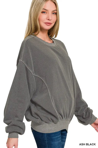 Zenana Soft Fleece Pigment Dye Pullover - Pigment Dye Pullover