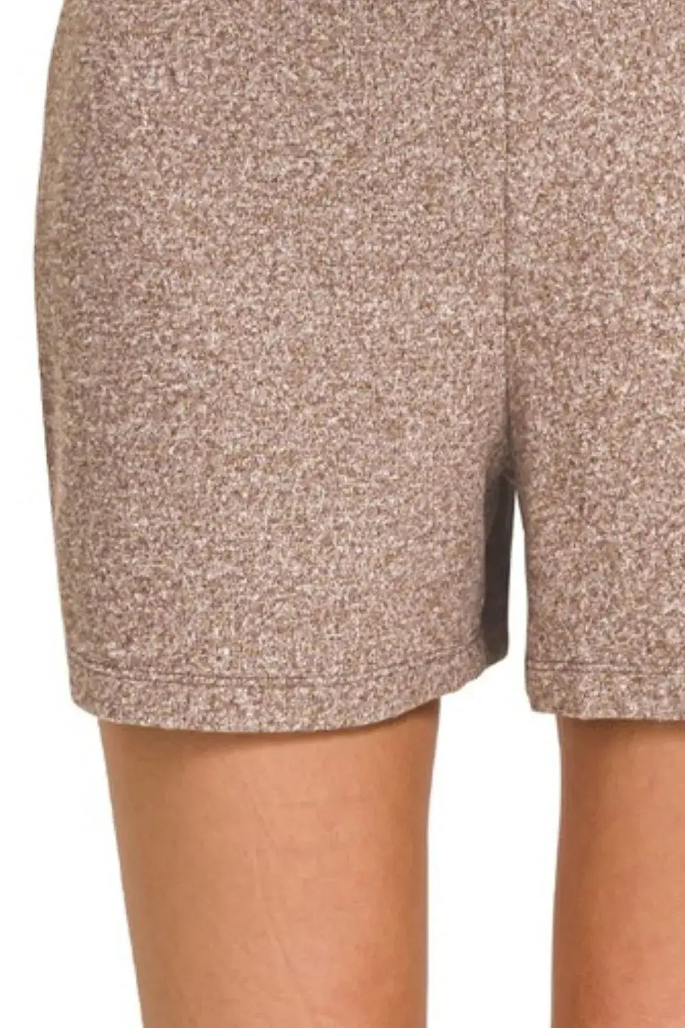 Zenana Soft Melange Hacci Elastic Waisted Shorts