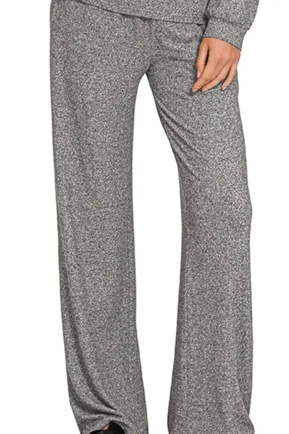Zenana Soft Melange Long Sleeve Tee & Pants Set