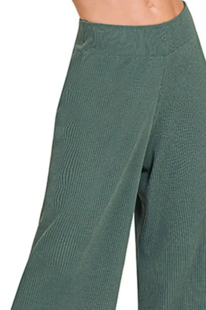 Zenana Viscose Ribbed Sweater Pants - Ribbed Sweater Pants