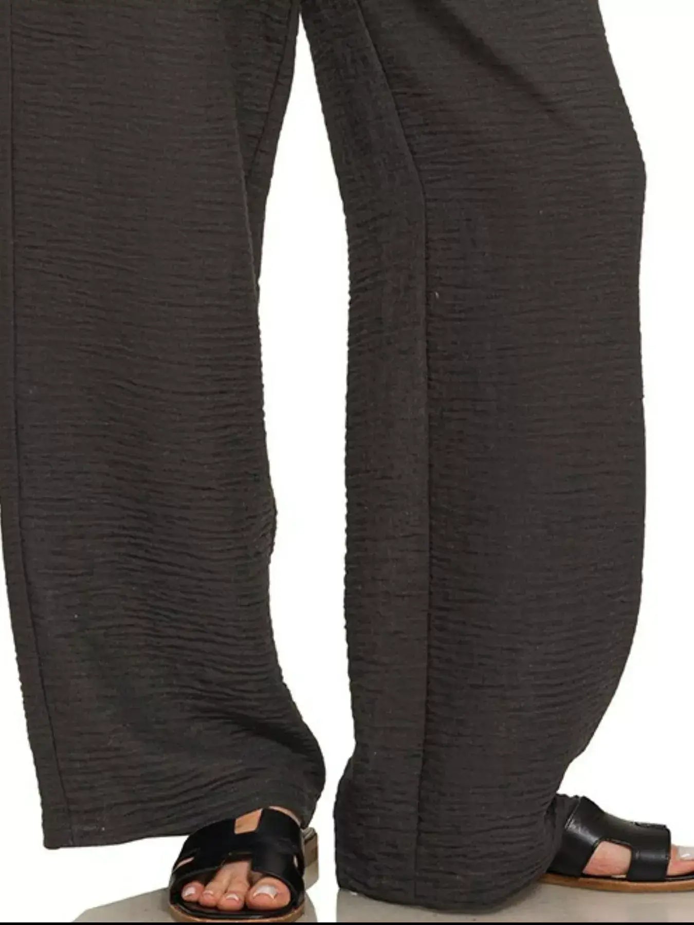 Zenana Woven Crepe Elastic Band Pants