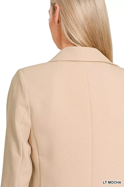 Zenana Woven Long Sleeve Blazer With Lining