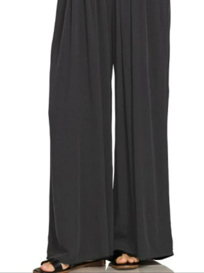 Zenana Woven Rayon Crepe Wide Leg Overalls