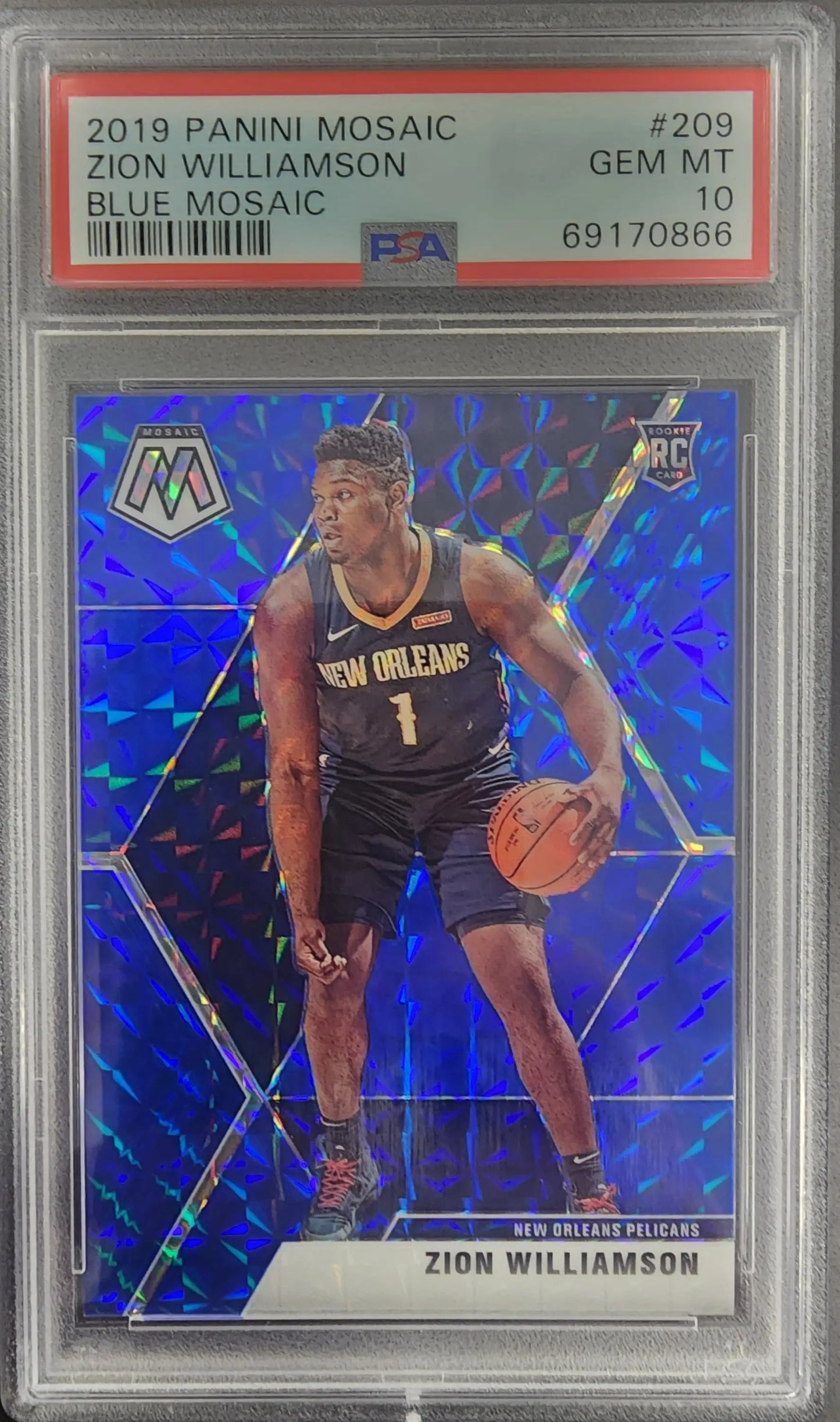 Zion Williamson 2019 Panini Mosaic #209 Blue Mosaic #36/99 PSA 10 Gem Mint - Singles