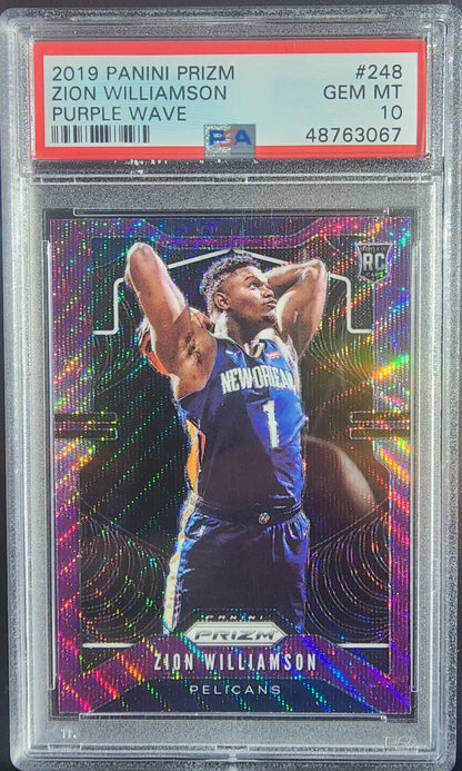 Zion Williamson 2019 Panini Prizm #248 Purple Wave PSA 10 Gem Mint - Singles
