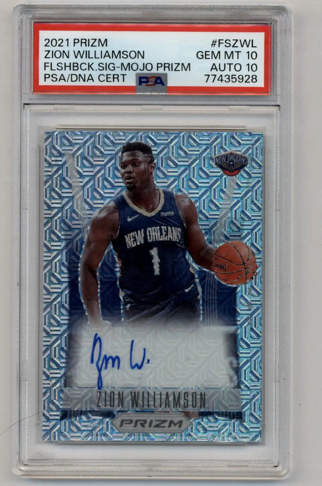 Zion Williamson 2021-22 Prizm Flashback Signature Mojo Auto 17/25 PSA 10 Gem Mint Auto 10 - Singles