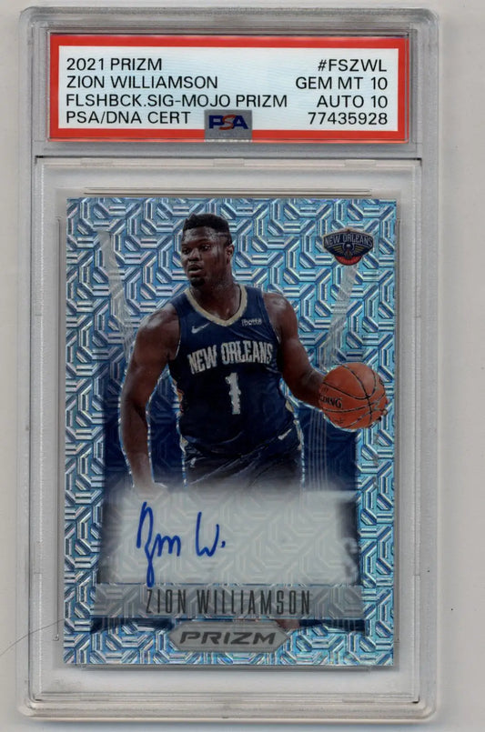 Zion Williamson 2021-22 Prizm Flashback Signature Mojo Auto 17/25 PSA 10 Gem Mint Auto 10 - Singles